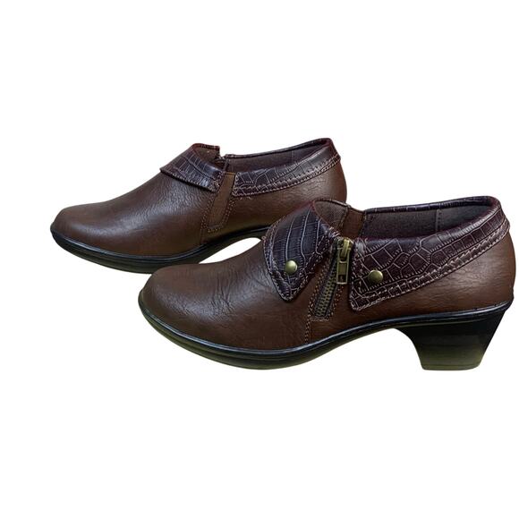 Easy Street Brown Faux Leather Croc Embossed Clogs Comfort Slip-On Size 9 NWOT - Picture 4 of 9